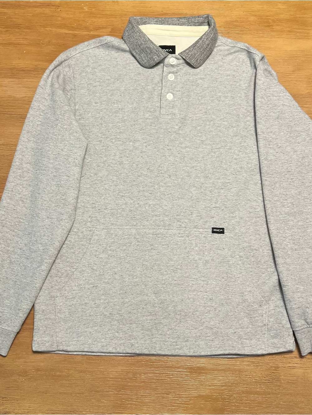 RVCA Men's Heather Gray Long-Sleeve Polo Pullover